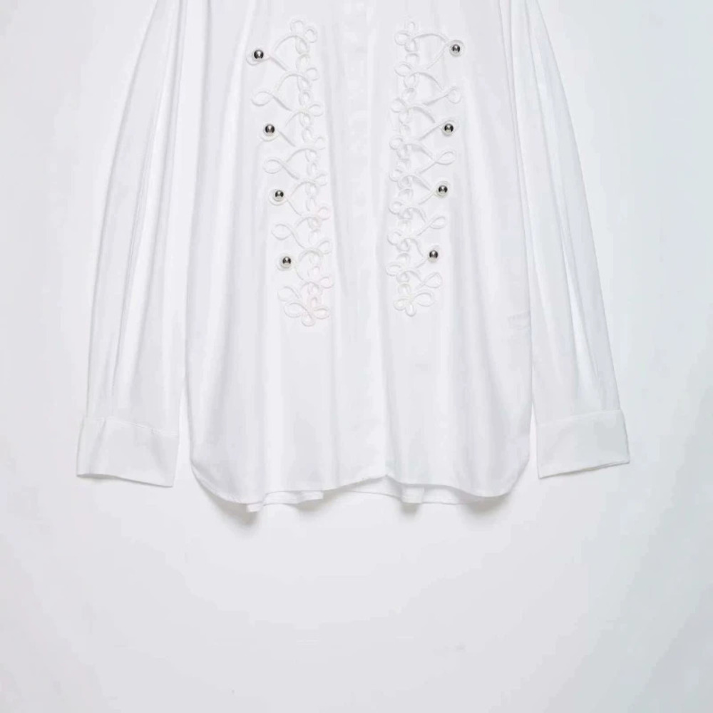 ZARA Summer Royal Style 3D Rope Knot White Shirt